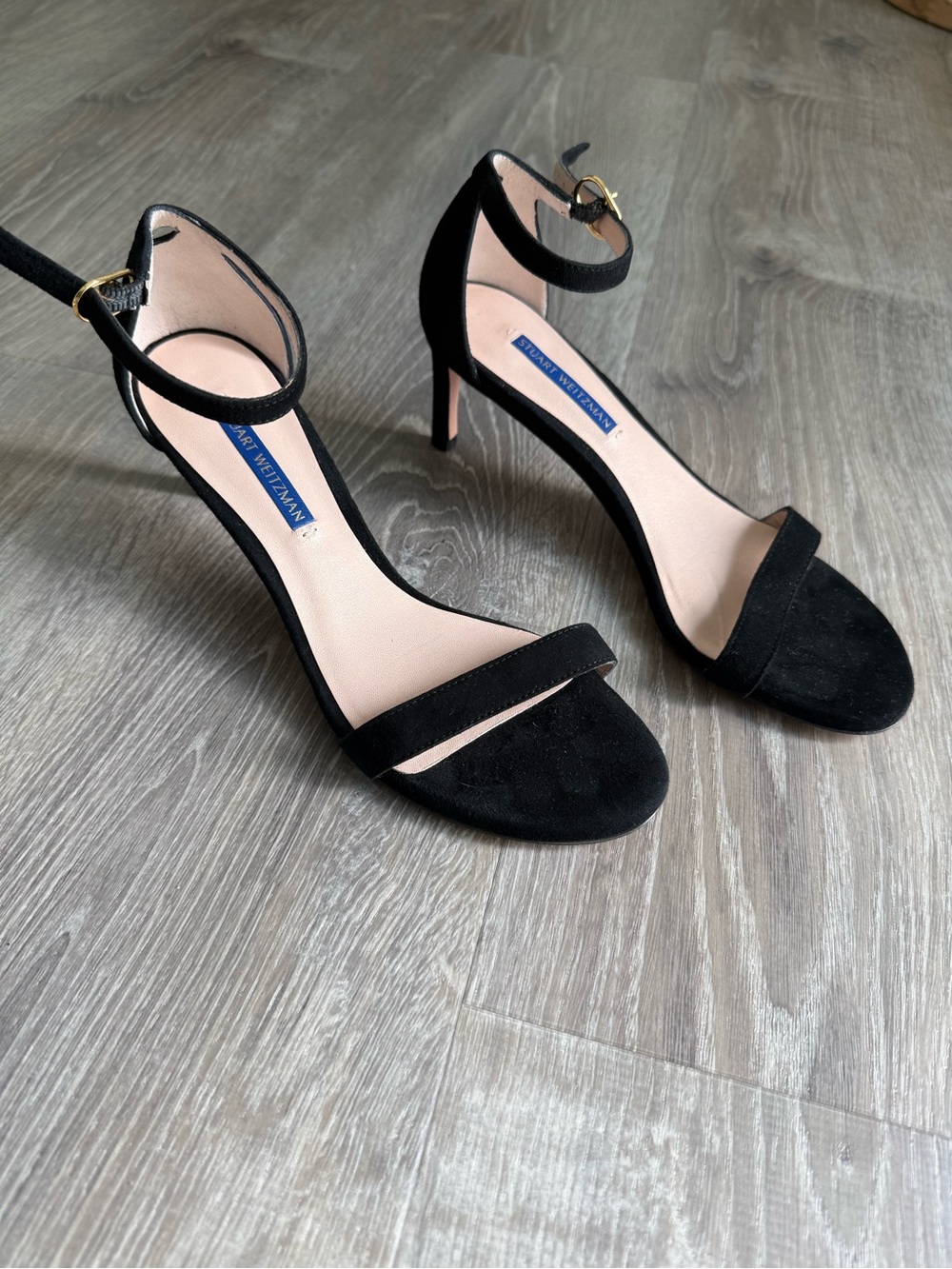 NEW Stuart Weitzman Black Suede Ankle-Strap Heels